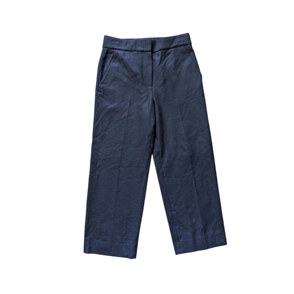 NWT COS Trouser Pants Womens 4 Dark Blue Wool Wide Leg Career Work Minimalist - Picture 1 of 8